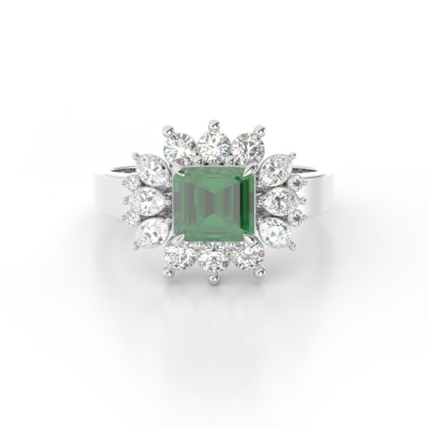 GEMSSY- 900 Platinum AAAA Colombian Emerald With (VS-SI/G-H) Natural Diamond Ring 1.74ct.