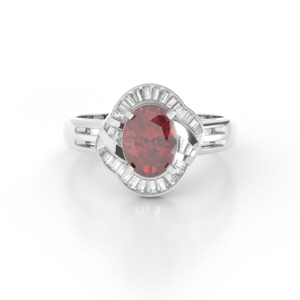 GEMSSY - 900 Platinum AAAA Red Tourmoline With (VS-SI/G-H) Natural Diamond Ring 2.13ct.