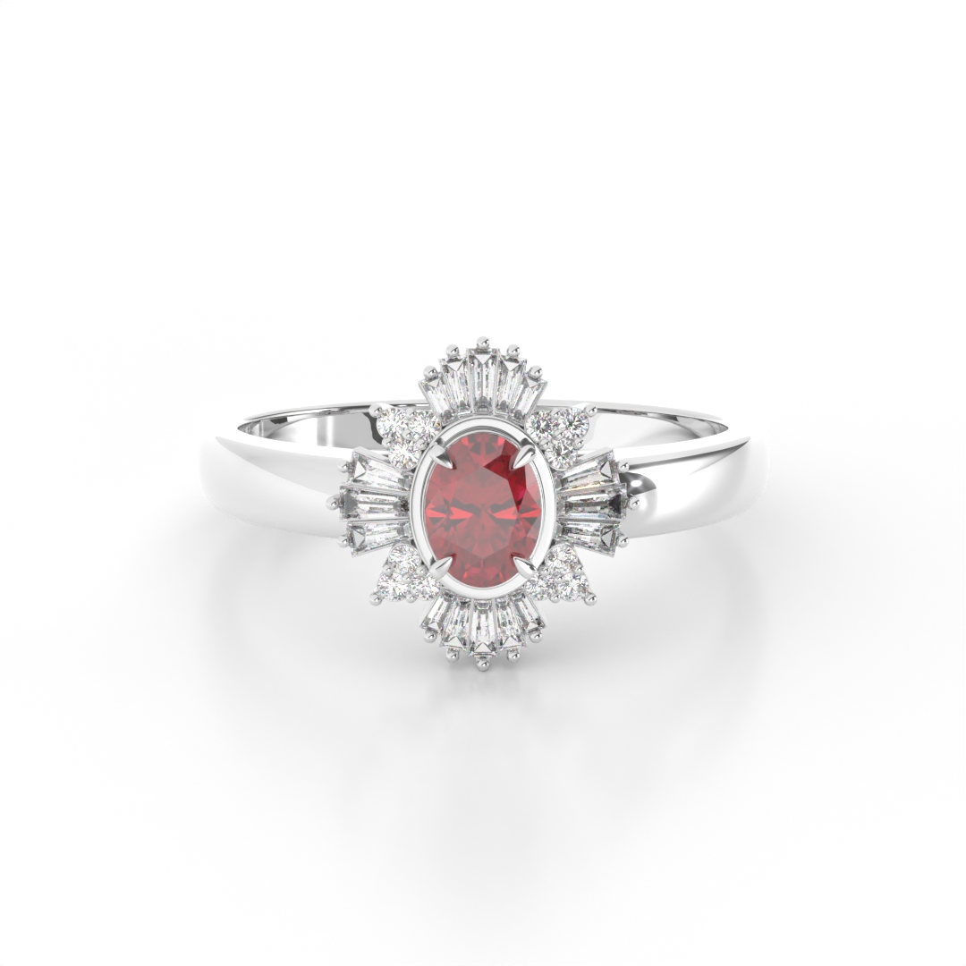 GEMSSY - 900 Platinum AAAA Burmese Ruby With (VS-SI/G-H) Natural Diamond Ring 1.40ct.