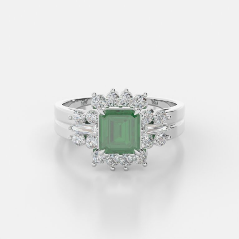 GEMSSY- 900 Platinum AAAA Colombian Emerald With (VS-SI/G-H) Natural Diamond Ring 1.98ct.
