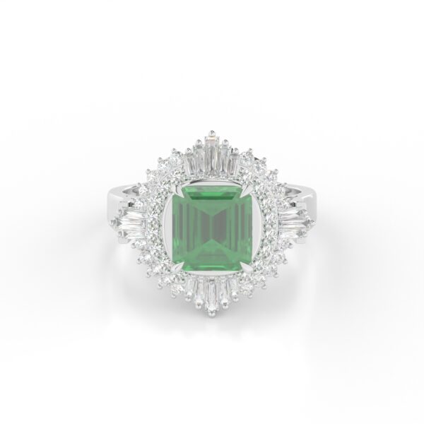GEMSSY - 900 Platinum AAAA Colombian Emerald With (VS-SI/G-H) Natural Diamond Ring 2.88ct.