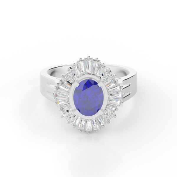 GEMSSY - 900 Platinum AAAA Madagascar Blue Sapphire With Natural Diamond (SI-I1/G-H) Ring 1.67ct.