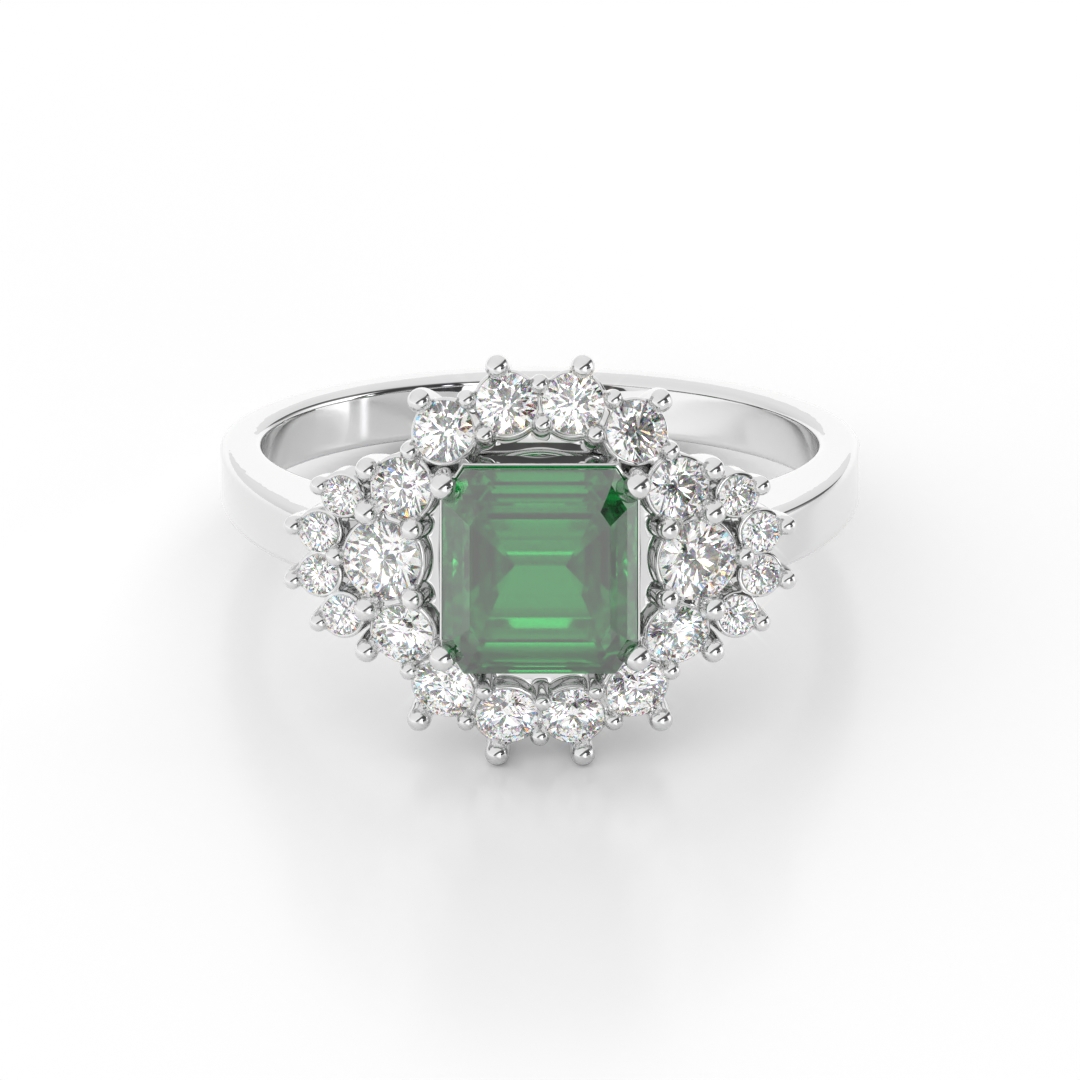 GEMSSY - 900 Platinum AAAA Colombian Emerald With (VS-SI/G-H) Natural Diamond Ring 1.87ct