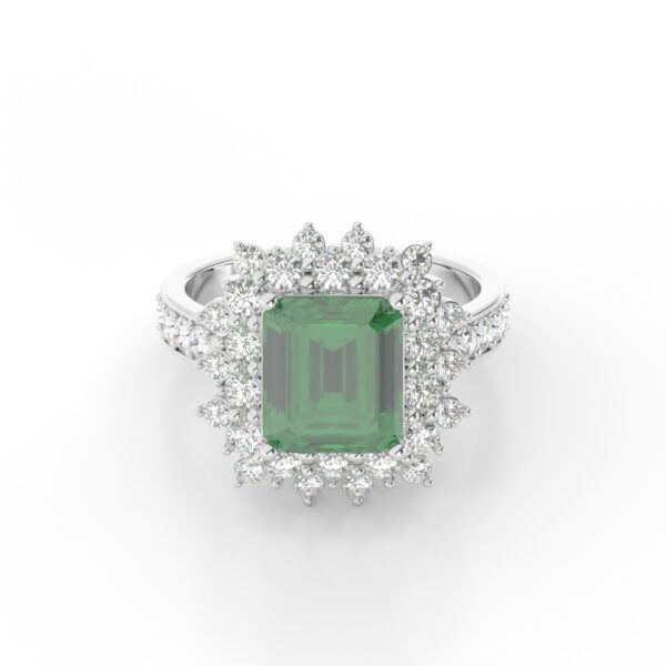 GEMSSY - 950 Platinum AAAA Colombian Emerald With Natural Diamond (VS-SI/G-H) Ring 4.24ct.