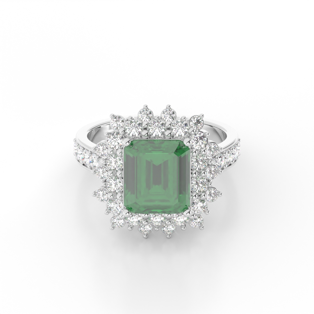 GEMSSY - 950 Platinum AAAA Colombian Emerald With Natural Diamond (VS-SI/G-H) Ring 4.24ct.