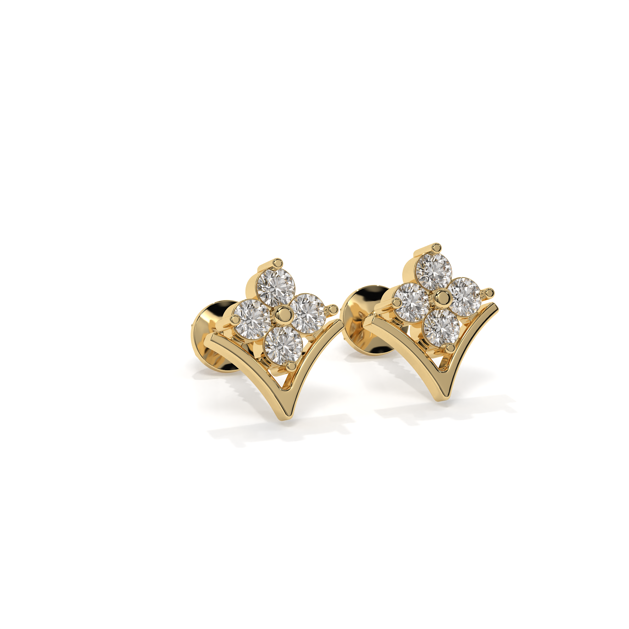 VIVIZIA-14K Yellow Gold Lab-Grown Diamond (VS-E/F) Stud Earrings.