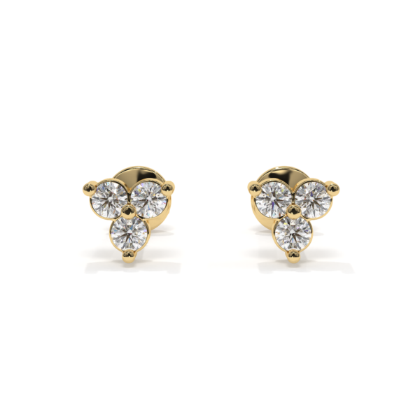 VIVIZIA -14K Yellow Gold Lab-Grown Diamond (VS-E/F) Stud Earrings with Screw Back.