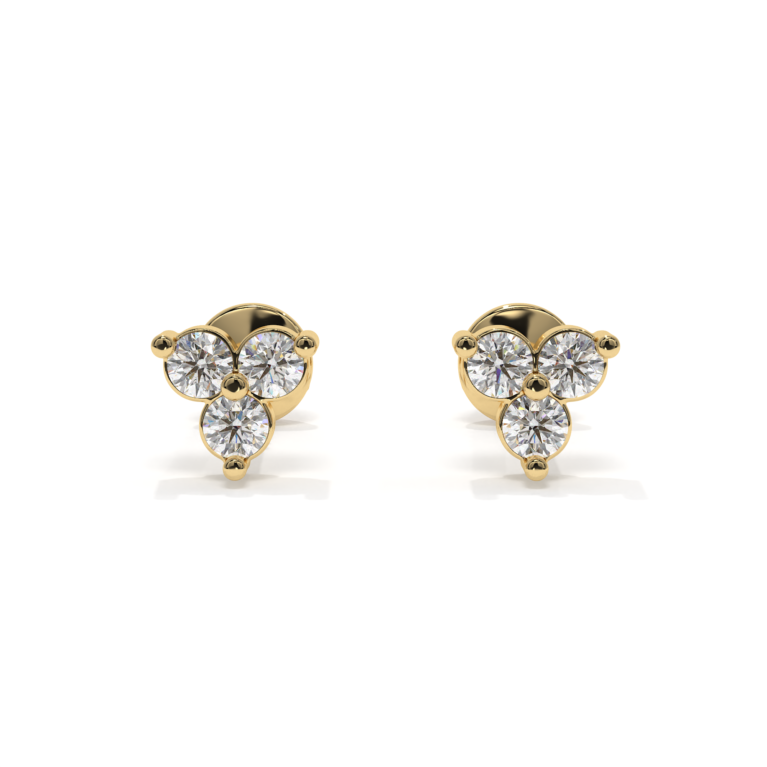 VIVIZIA -14K Yellow Gold Lab-Grown Diamond (VS-E/F) Stud Earrings with Screw Back.