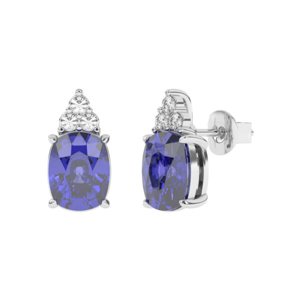 GEMSSY-AAAA Tanzanite With Natural Diamond (SI-G/H) Stud Earrnings 4.58ct in 14k gold.