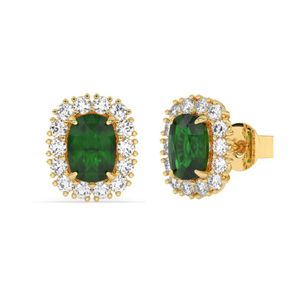 GEMSSY- AAAA Zambian Emerald With Natural Diamond (SI-G/H) Halo Stud Earrings 2.71ct. in 14k gold.