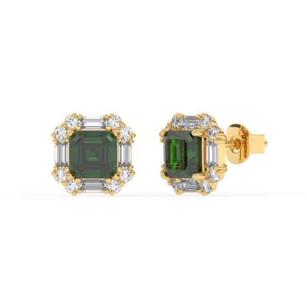 GEMSSY-AAAA Zambian Emerald With Natural Diamond (SI-G/H) Halo Stud Earrings 3.26ct. in 14k gold.