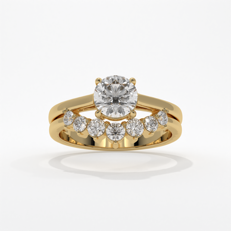 VIVIZIA - SGL Certified Bridal Set Lab grown Diamond (VS/E-F) 1.02ct Ring in 14k Gold