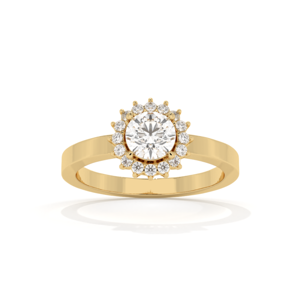 VIVIZIA - SGL Certified Solitaire Halo Lab grown Diamond (VS/E-F) 0.63ct Ring in 14k Gold