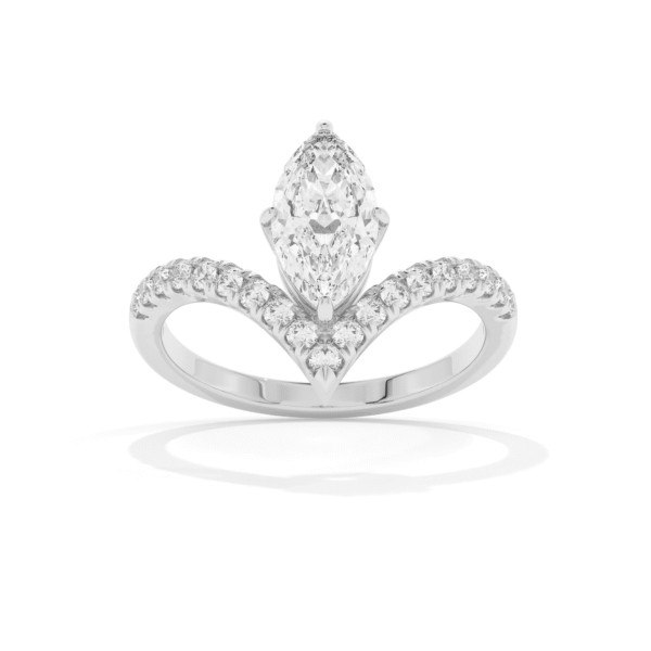 VIVIZIA - SGL Certified 9K White Gold V Shape Marquise Cut Lab grown Diamond (VVS-VS/E-F) 1.08 ct Ring.