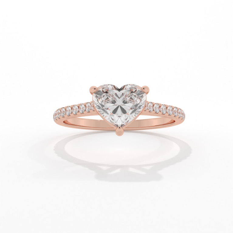 VIVIZIA - IGI Certified Heart Solitaire Lab grown Diamond (VS1/D) 1.24ct Ring in 14k Gold
