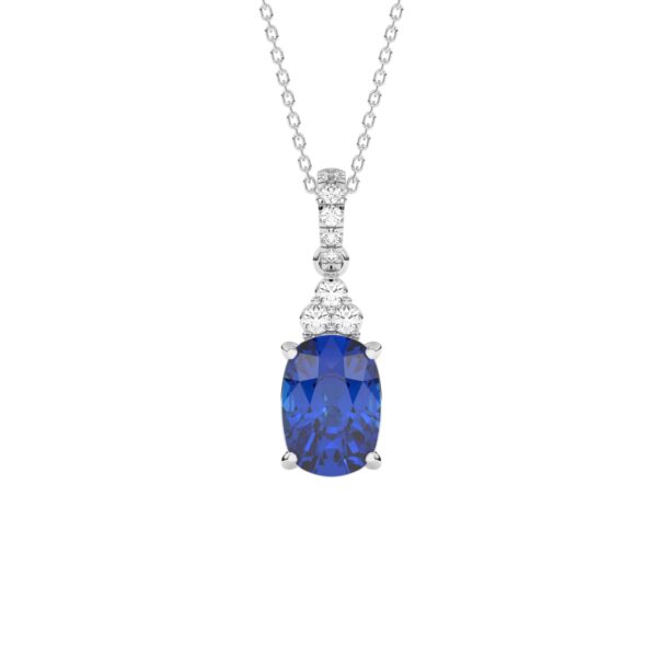 GEMSSY-AAAA Tanzanite and Natural Diamond (SI-G/H) Stud Pendant 3.53ct. in 14k gold.