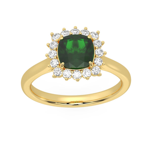 GEMSSY-AAAA Zambian Emerald With Natural Diamond (SI-G/H) Halo Ring 1.78ct. in 14k gold.