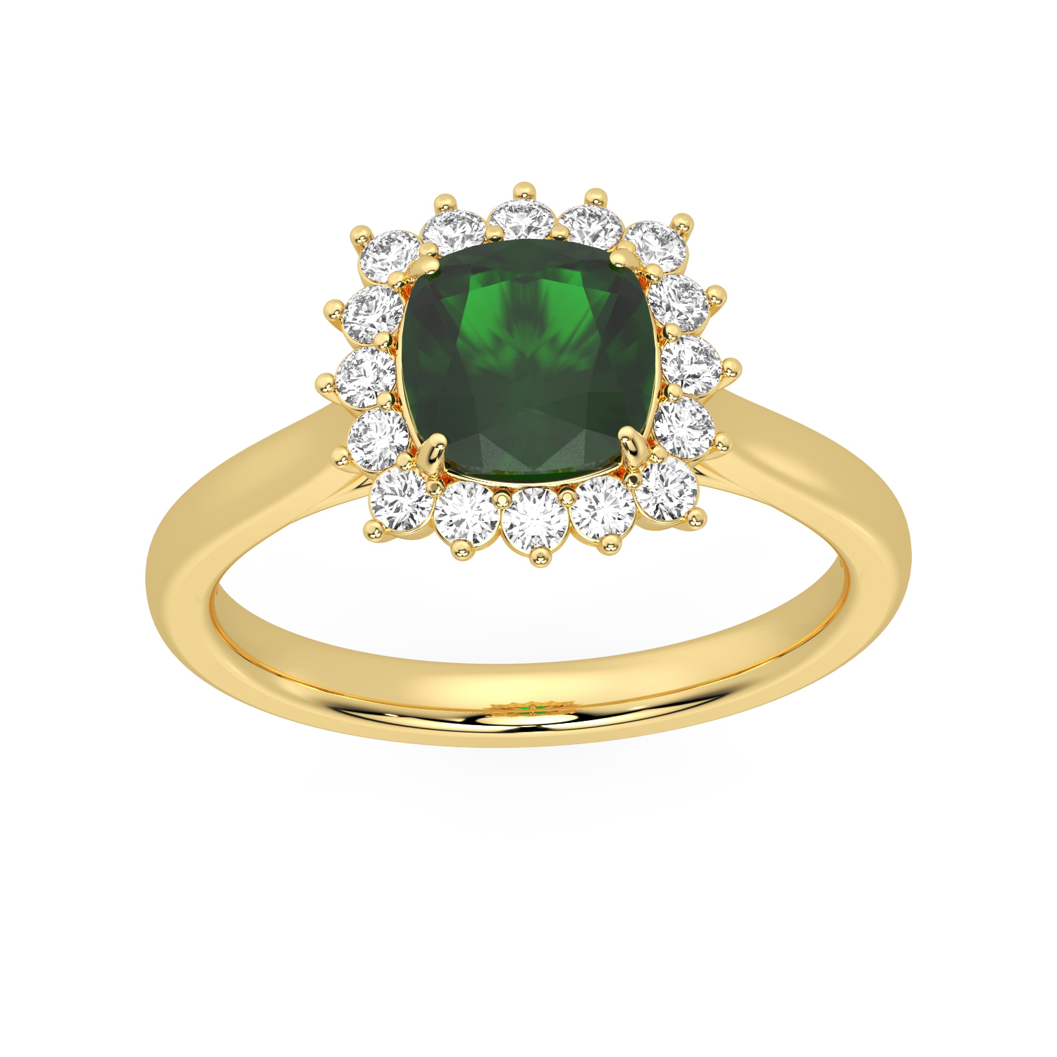 GEMSSY-AAAA Zambian Emerald With Natural Diamond (SI-G/H) Halo Ring 1.78ct. in 14k gold.