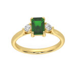 GEMSSY-AAAA Zambian Emerald With Natural Diamond (SI-G/H) Solitaire Ring 1.31ct. in 14k gold.