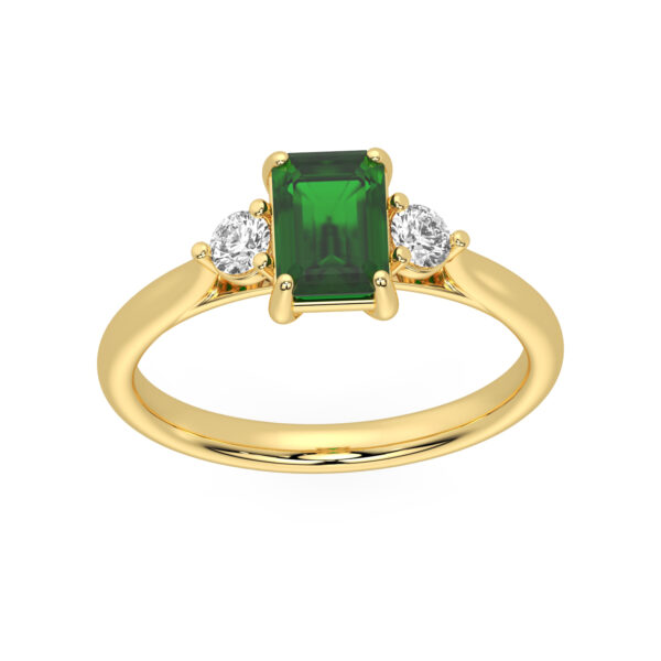 GEMSSY-AAAA Zambian Emerald With Natural Diamond (SI-G/H) Solitaire Ring 1.31ct. in 14k gold.