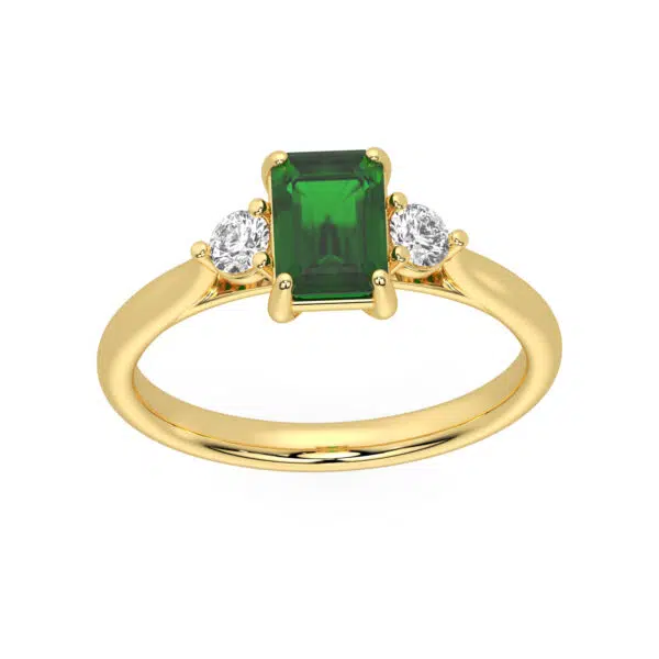 GEMSSY-AAAA Zambian Emerald With Natural Diamond (SI-G/H) Solitaire Ring 1.31ct. in 14k gold.