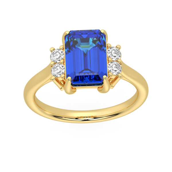 GEMSSY-AAAA Tanzanite With Natural Diamond (SI-G/H) Ring 3.87ct. in 14k gold.