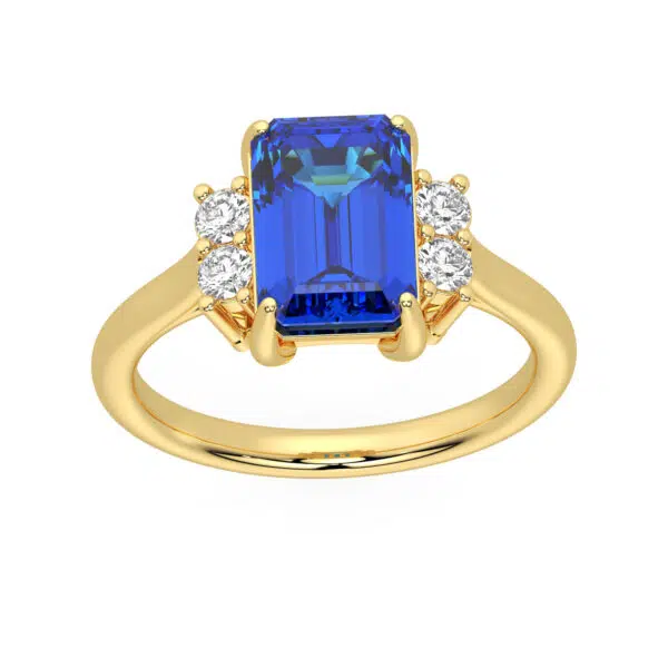 GEMSSY-AAAA Tanzanite With Natural Diamond (SI-G/H) Ring 3.87ct. in 14k gold.