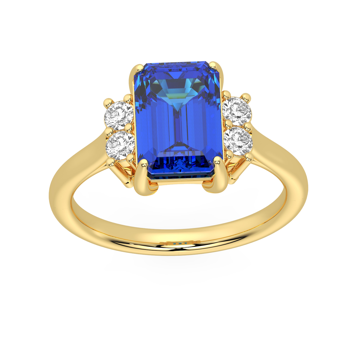 GEMSSY-AAAA Tanzanite With Natural Diamond (SI-G/H) Ring 3.87ct. in 14k gold.