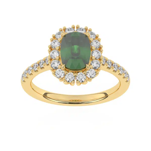 GEMSSY-AAAA Zambian Emerald With Natural Diamond (SI-G/H) Halo Ring 2.35ct. in 14k Gold.