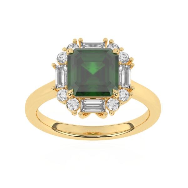GEMSSY-AAAA Zambian Emerald With Natural Diamond (SI-G/H) Halo Ring 3.33ct. in 14k gold
