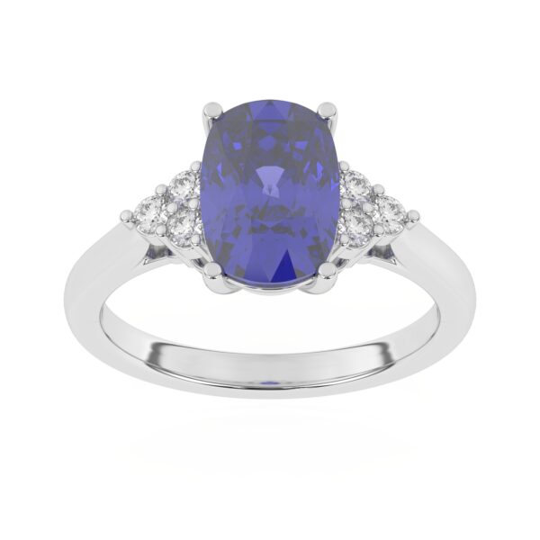 GEMSSY-AAAA Tanzanite With Natural Diamond (SI-G/H) 3.39 ct. Ring in 14k Gold.