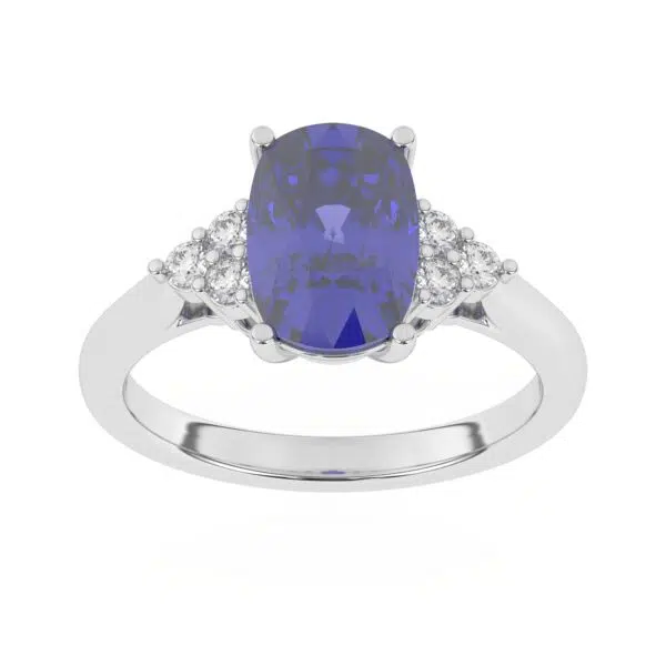 GEMSSY-AAAA Tanzanite With Natural Diamond (SI-G/H) 3.39 ct. Ring in 14k Gold.