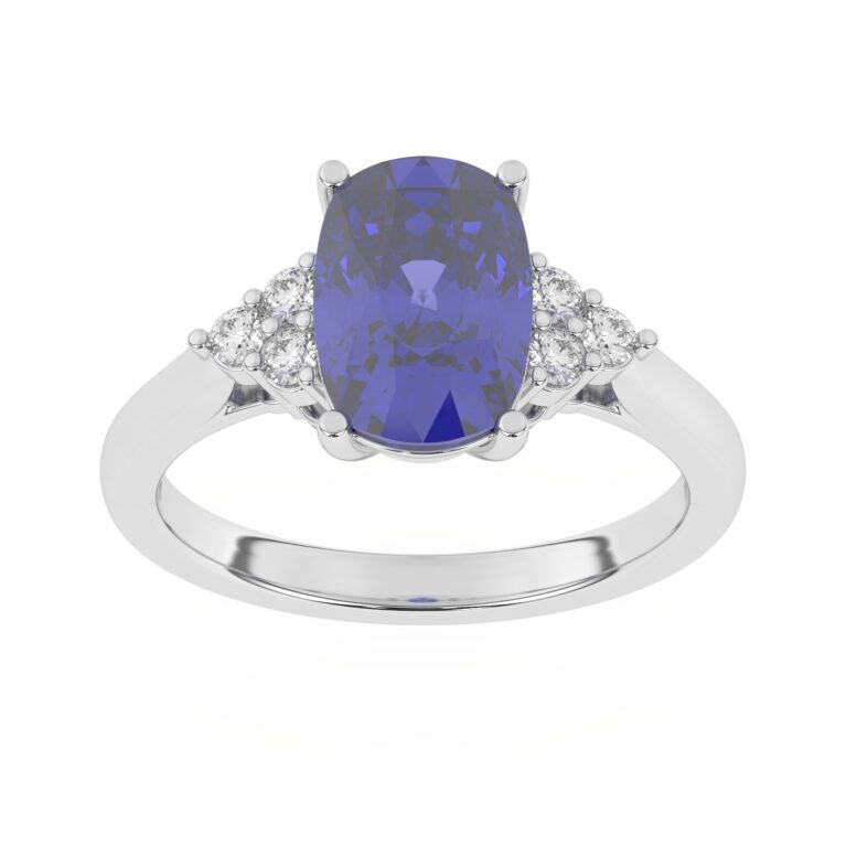 GEMSSY-AAAA Tanzanite With Natural Diamond (SI-G/H) 3.39 ct. Ring in 14k Gold.
