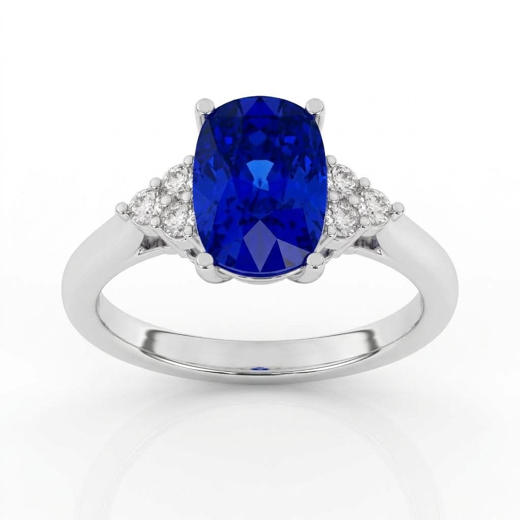 GEMSSY-AAAA Tanzanite With Natural Diamond (SI-G/H) 3.39 ct. Ring in 14k Gold.