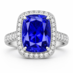 GEMSSY-AAAA Tanzanite With Natural Diamond (VVS-E/F) 7.32ct. Ring in 14k Gold.