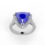 Gemssy-AAAA Tanzanite With Natural Diamond (VVS-E/F) 6.43ct. Ring in 14k Gold.