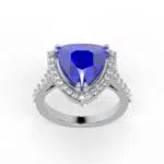 Gemssy-AAAA Tanzanite With Natural Diamond (VVS-E/F) 6.43ct. Ring in 14k Gold.