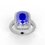GEMSSY-AAAA Tanzanite With Natural Diamond (VVS-E/F) 7.32ct. Ring in 14k Gold.