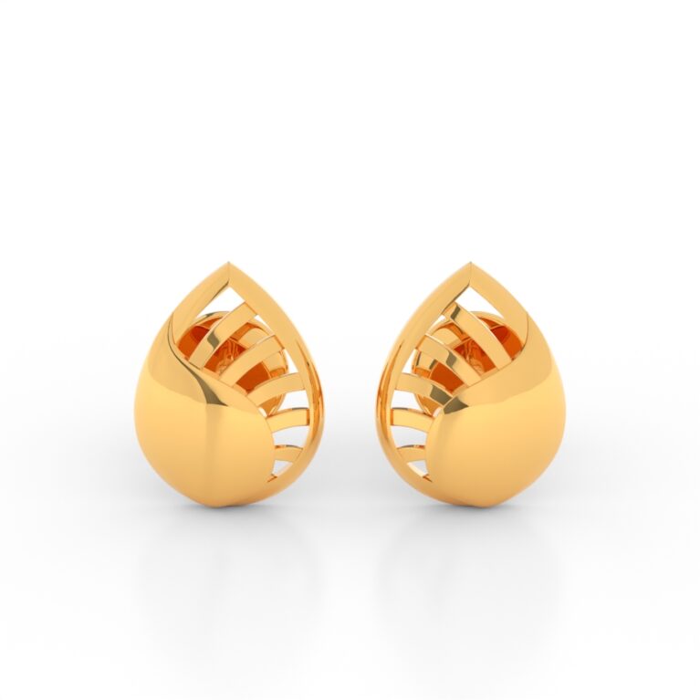 JEWEOQ - 9K Yellow Gold 13MM x 10MM Tear Drop Stud Earrings With Elegant Screw back, Premium Finish
