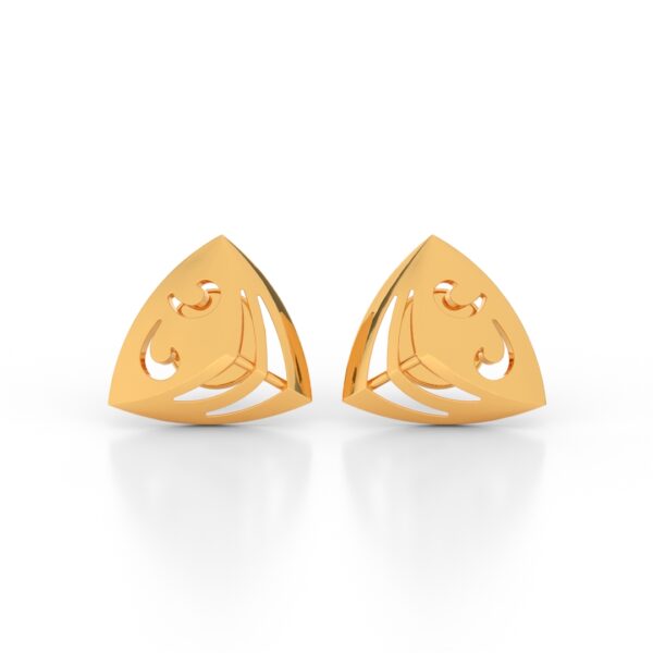 JEWEOQ - 9K Yellow Gold Geometric Triangle Stud Earrings With Secure Screw Back.