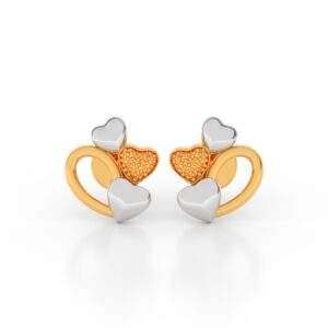 JEWEOQ - 9K Yellow Gold Heart Motif Earring With Secure Screw Back.