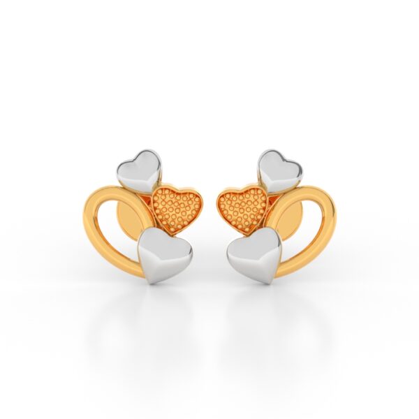 JEWEOQ - 9K Yellow Gold Heart Motif Earring With Secure Screw Back.