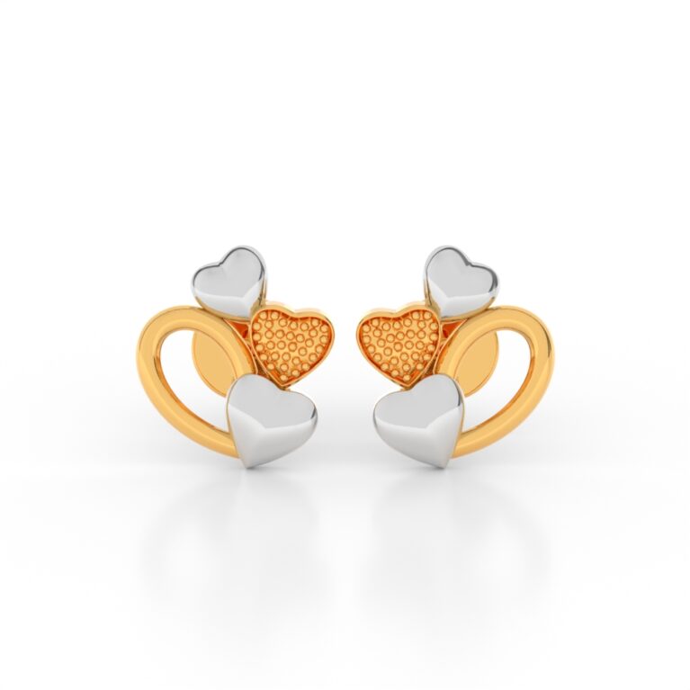 JEWEOQ - 9K Yellow Gold Heart Motif Earring With Secure Screw Back.