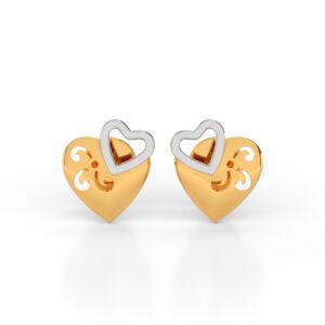 JEWEOQ - Romantic 9K Yellow Gold Heart Earrings with Screw Back
