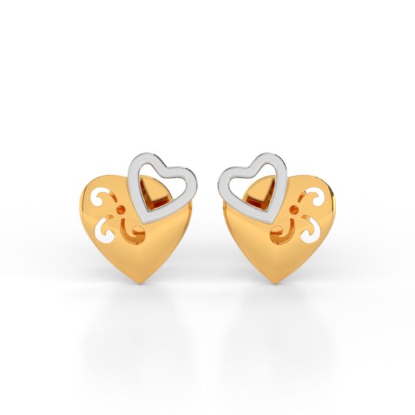 JEWEOQ - Romantic 9K Yellow Gold Heart Earrings with Screw Back