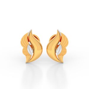 JEWEOQ - Elegant 9K Yellow Gold Leaf Motif Earrings with Screw Back