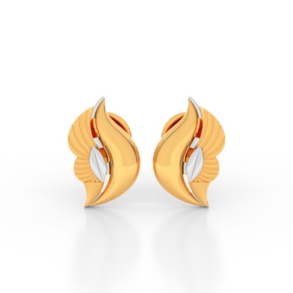 JEWEOQ - Elegant 9K Yellow Gold Leaf Motif Earrings with Screw Back