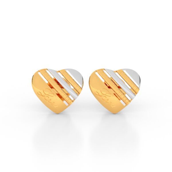 JEWEOQ - 9K Yellow Gold Heart Earrings with Engraved “Love” & Screw-Back Closure
