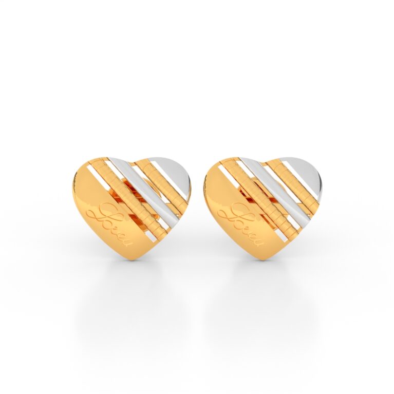 JEWEOQ - 9K Yellow Gold Heart Earrings with Engraved “Love” & Screw-Back Closure