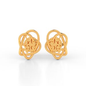 JEWEOQ - 9K Yellow Gold Interwoven Pattern Earrings With Secure Screw back.